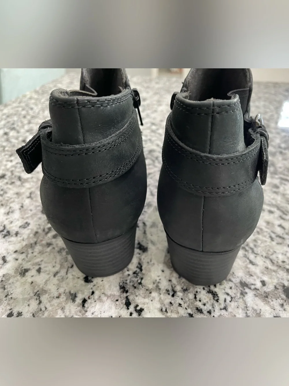 Clarks Black Leather Women's Ankle Booties with Side Zip